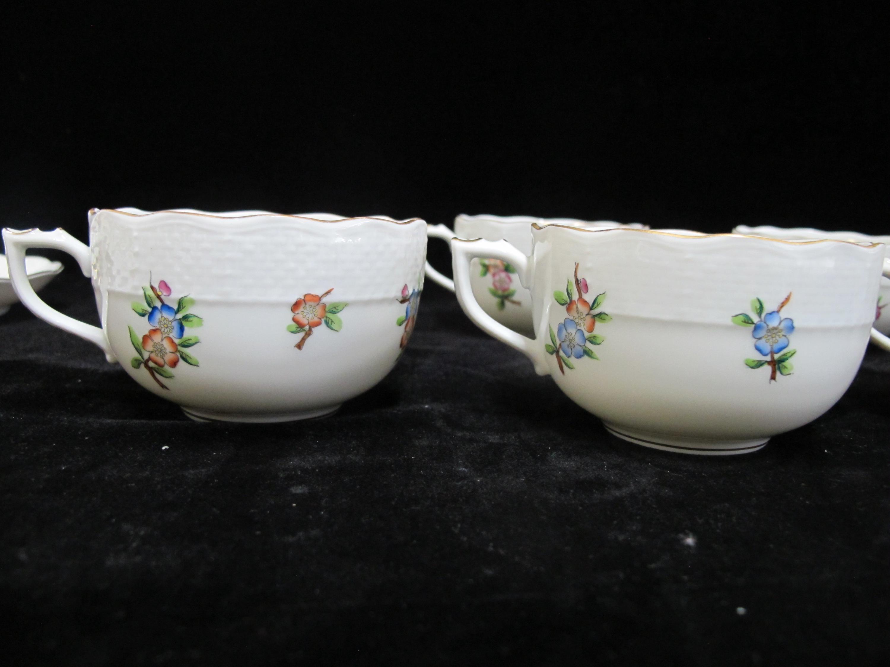 HEREND ETON 724 Hand Painted Flower Porcelain Large Tea Cup