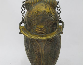 CHINESISCHE antike vergoldete Bronze Ware CICADA Wein Topf Gefäß mit Deckel & Griff