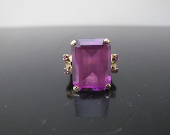 Chunky Pink SAPPHIRE 14k Yellow Gold Cocktail Statement Ring