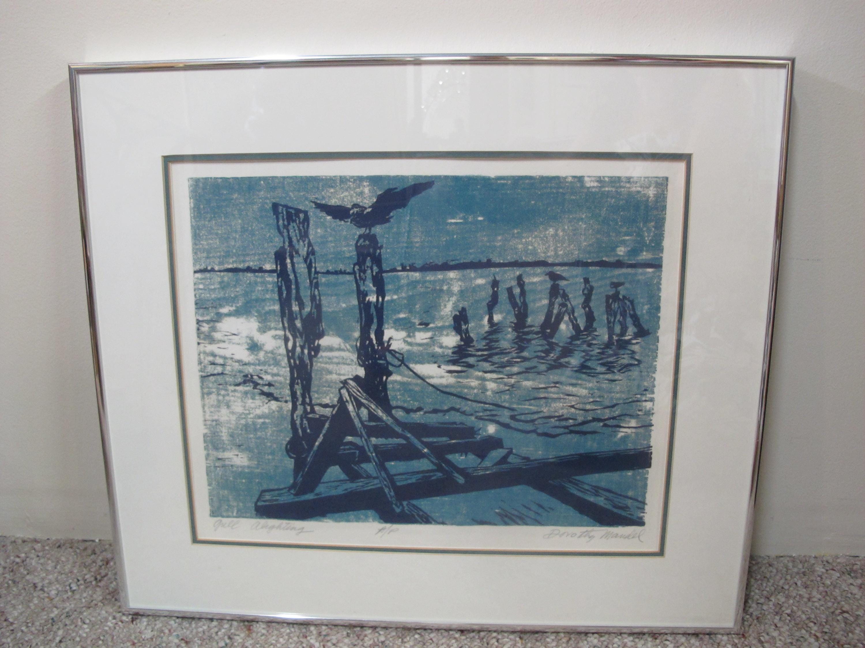 Dorothy MANDEL Signed Artist Proof GULL ALIGHTING Seascape