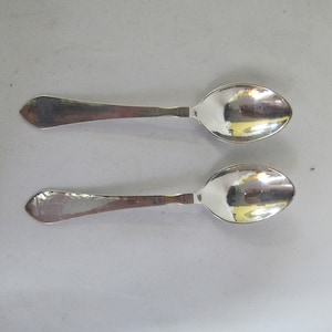 GEORG JENSEN Sterling Silver Continental Antik 5 7/8&quot; Large YOUTH Teaspoon Set of 2