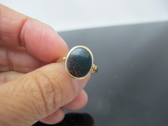 Oval BLOODSTONE 14k Yellow Gold Signet Marcus & C… - image 12