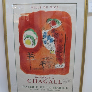 Homage Marc CHAGALL Ville De Nice Signed Framed RED SIREN
