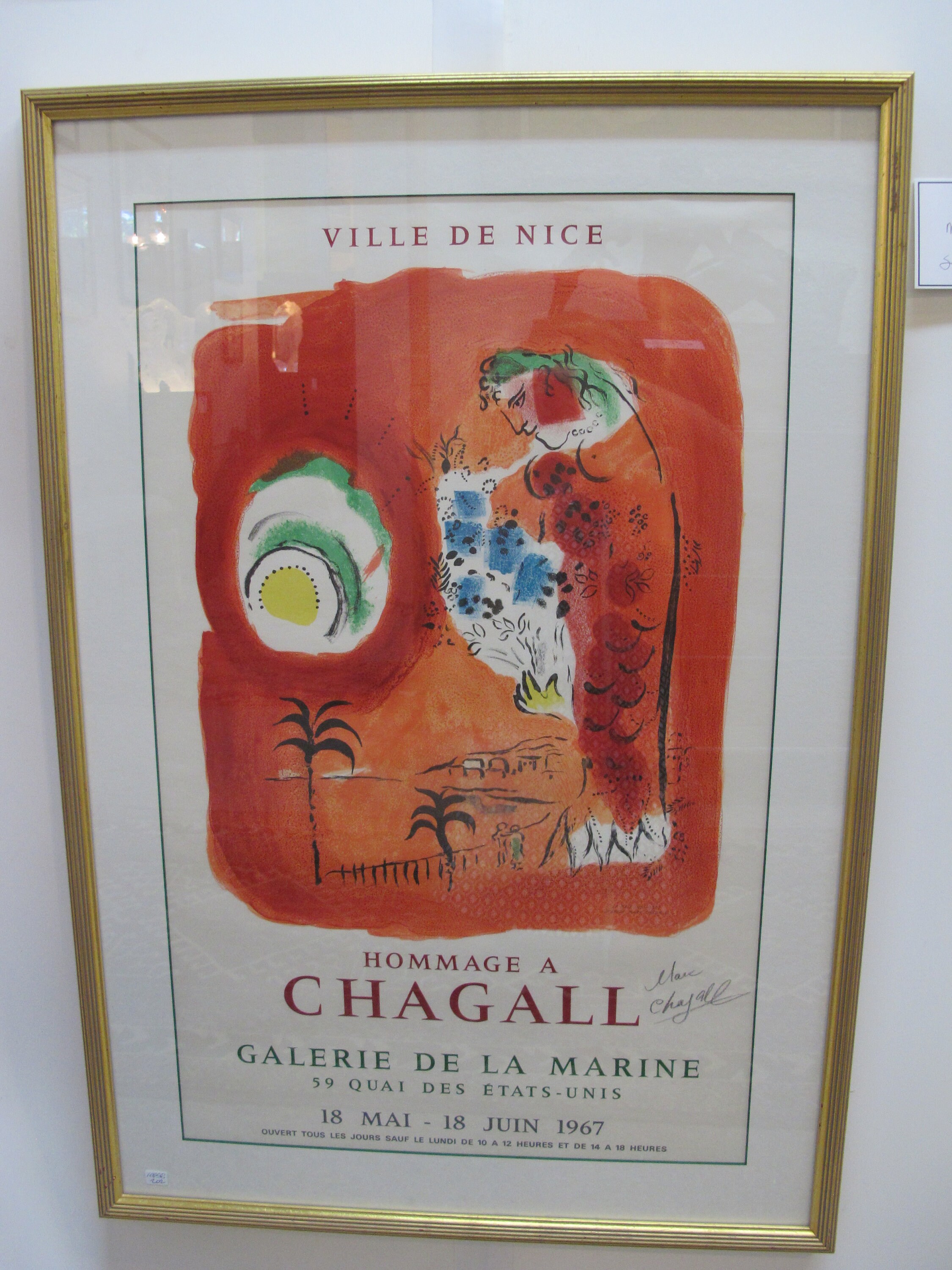 Homage Marc CHAGALL Ville De Nice Signed Framed RED SIREN