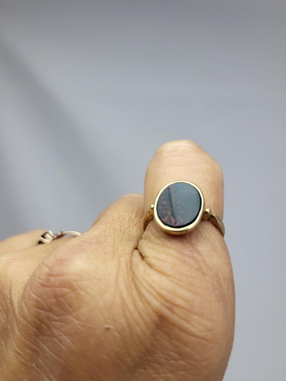 Oval BLOODSTONE 14k Yellow Gold Signet Marcus & C… - image 14