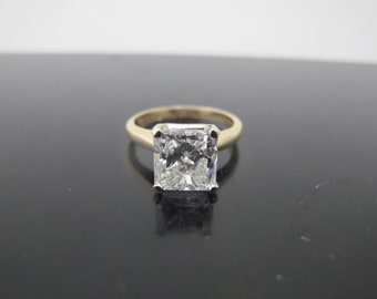 CLASSIC 14k Yellow Gold 3.35ct Radiant Cut Solitaire DIAMOND Ring w/Appraisal