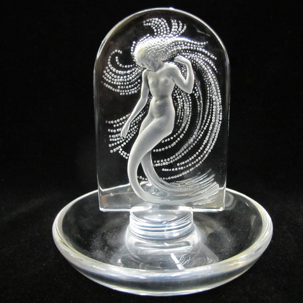 LALIQUE France Crystal Glass NAIADE Mermaid Water Dancer Figurine RING Dish Tray