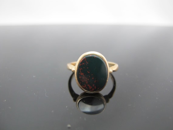Oval BLOODSTONE 14k Yellow Gold Signet Marcus & C… - image 1