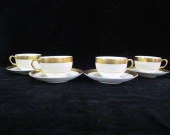 MINTON K159 Bone China BUCKINGHAM White Gold Gilt Cup & Saucer Set of 4