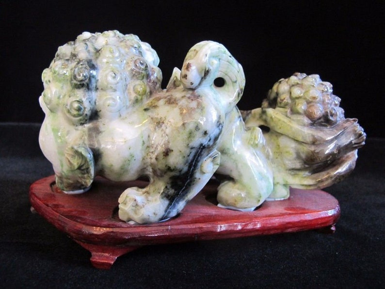 Chinese Carved JADE Guardian Lion FOO DOG Statue Sculpture on Etsy