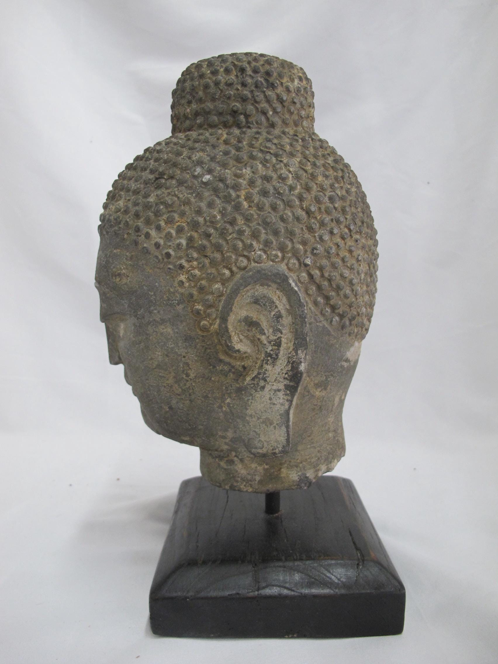 Antique THAI Carved Stone AYUTTHAYA Style BUDDHA Head Sculpture on