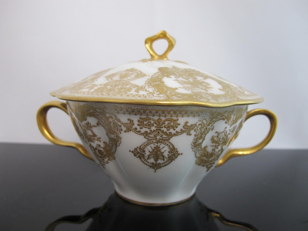 HAVILAND Limoges Gold INSECT Rococo Style Scroll BOUILLON Soup Cup With ...