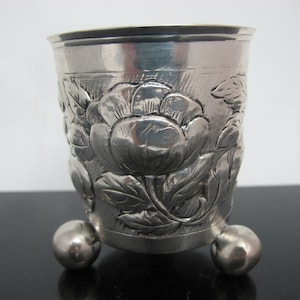 FREDERICK FABRITIUS Danish 18th Century Sterling Silver Repousse Floral Cup