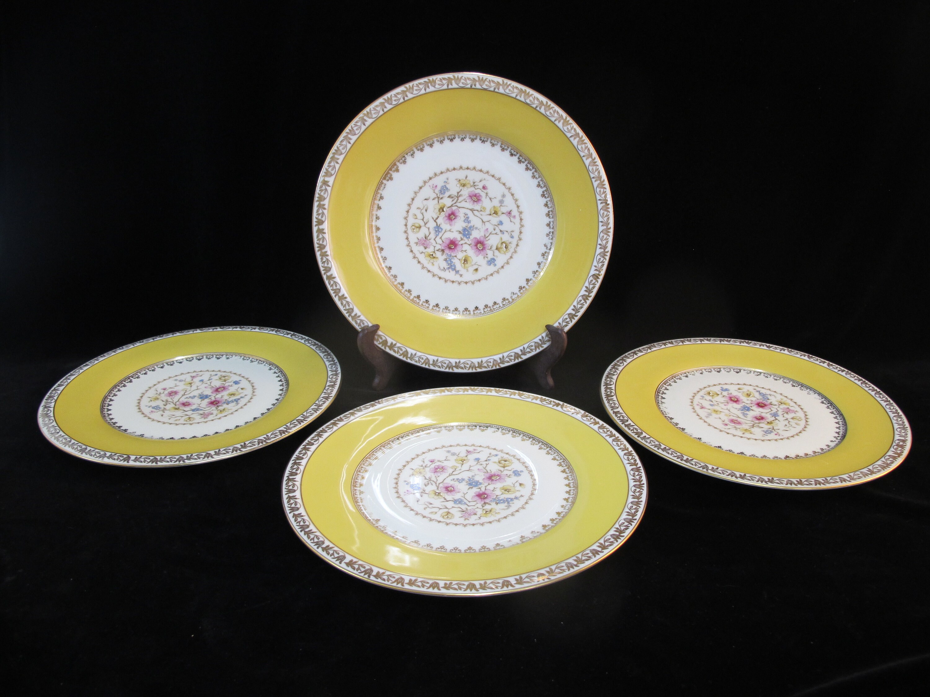 H & C Made in Bohemia CORONADO 1937 Yellow and Gilt Dainty Flower Plate ...