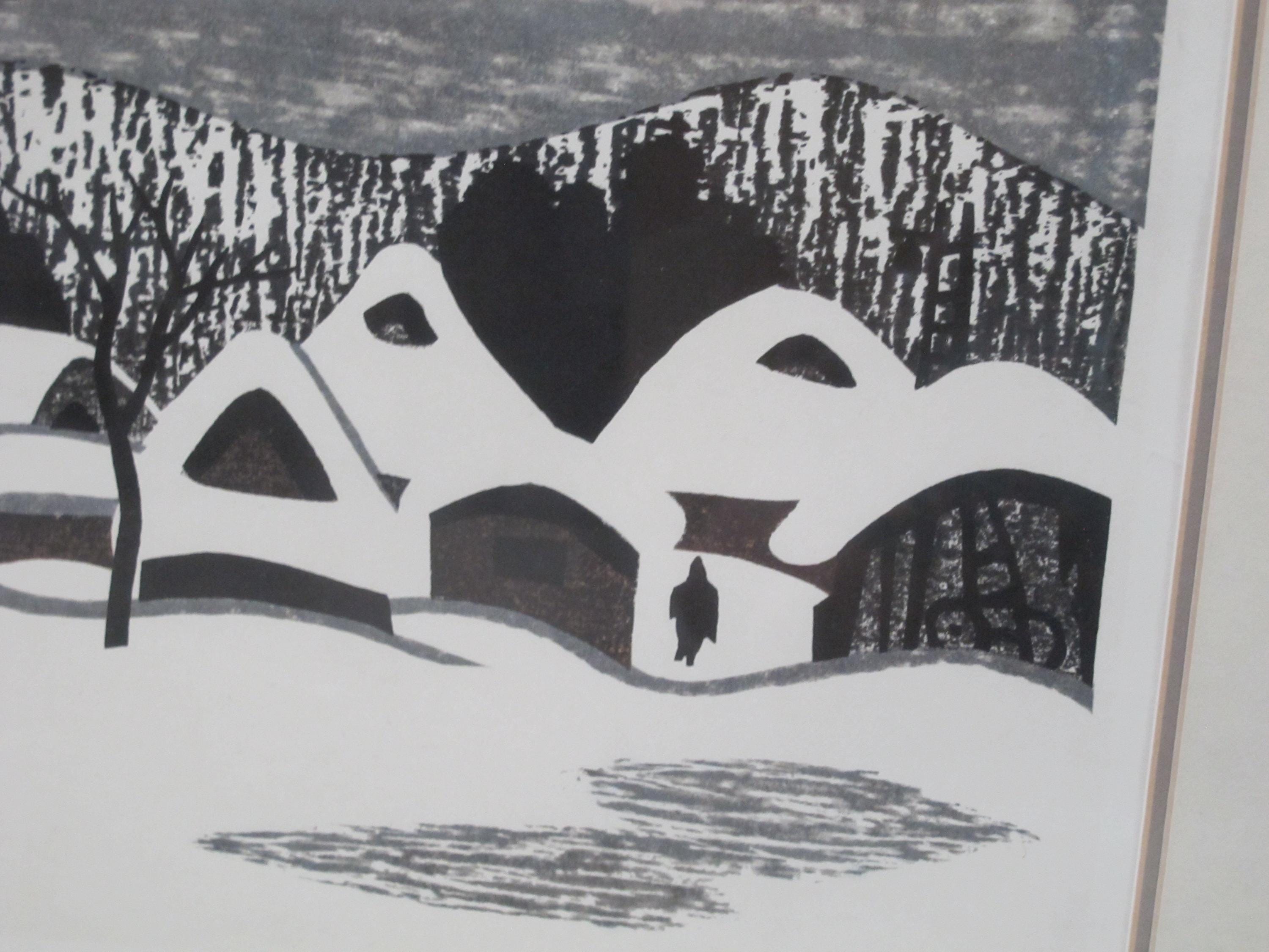 斎藤清 サイン入り木版画 会津の冬 雪 - Etsy 日本