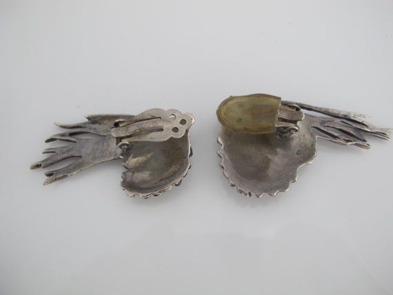 CLIFTON NICHOLSON Sterling Silver MODERNIST Clip-On Pine Cone Earrings View 6