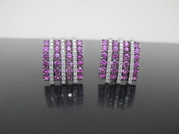 MODERNIST Pink SAPPHIRE Diamond Square Button Sty… - image 1