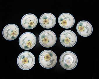 T&V Limoges France ART NOUVEAU Yellow Gold Flower Small BOWL or Saucer Set