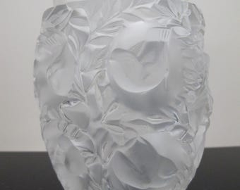 Lalique バガテル　葉と鳥の彫刻 花瓶 Lalique バガテル 葉と鳥の彫刻 花瓶