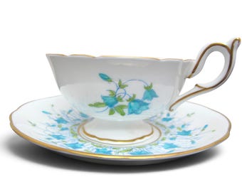 COALPORT Blue HAREBELL Bone China Tea Cup & Saucer Set