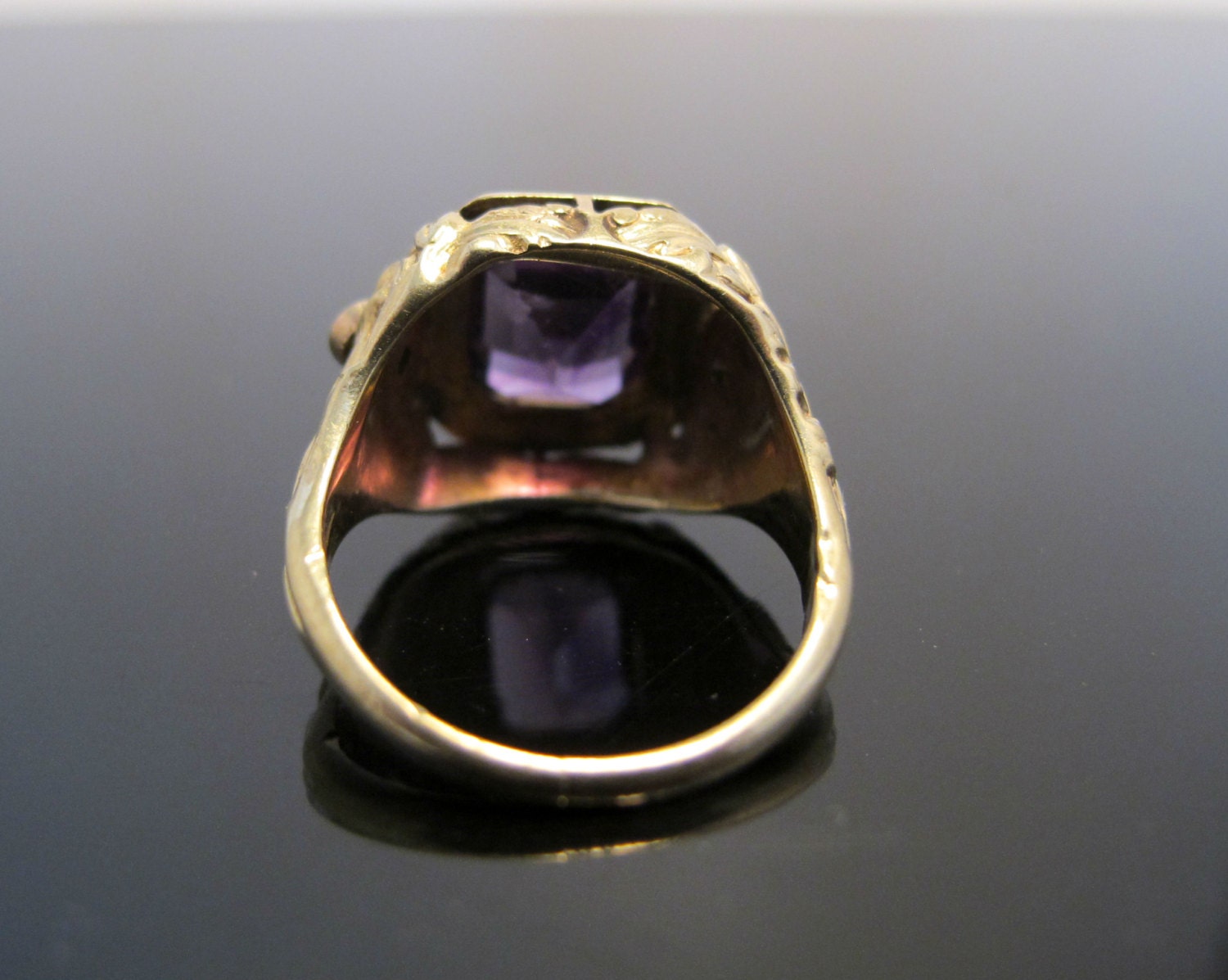 Vintage 10k Gold Filigree Amethyst Ring With Diamond Accents - Etsy