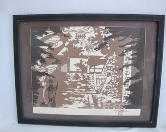 斎藤清 サイン入り 額入り 会津木版画「冬の橋」 - Etsy 日本