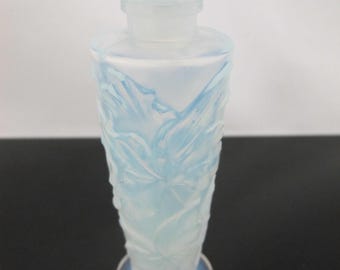 Frasco de perfume de cristal artístico azul opalescente con forma de flor de orquídea SABINO Paris ORCHIDEES.