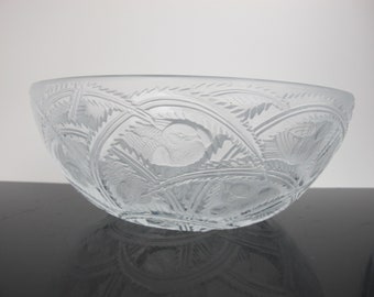 Cuenco para servir Pinson Bird de cristal transparente de LALIQUE France de 9.5"