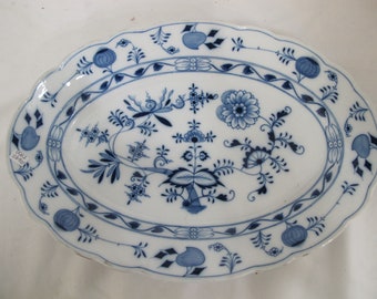 MEISSEN Porzellan BLAUE ZWIEBEL 17" Ovale Servierplatte