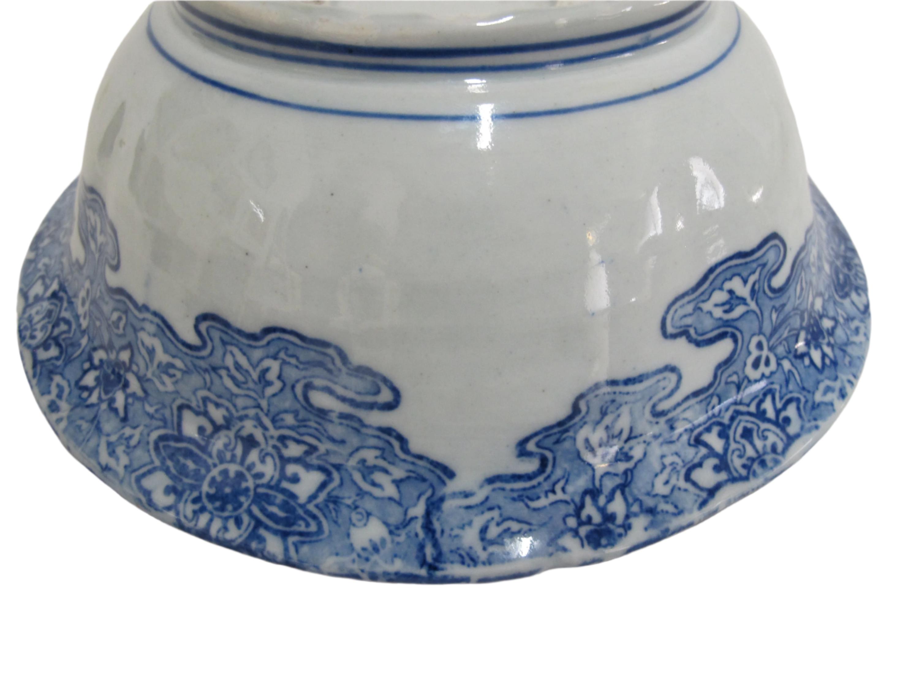 Vintage JAPANESE Blue Porcelain BIRD Flower KIRIN Design 9" Serving ...