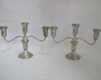 Vintage WATROUS Weighted STERLING Silver CANDELABRA Candlestick Pair