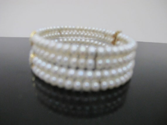 Fresh Water PEARL 4 Strand Bracelet with DIAMOND … - image 4