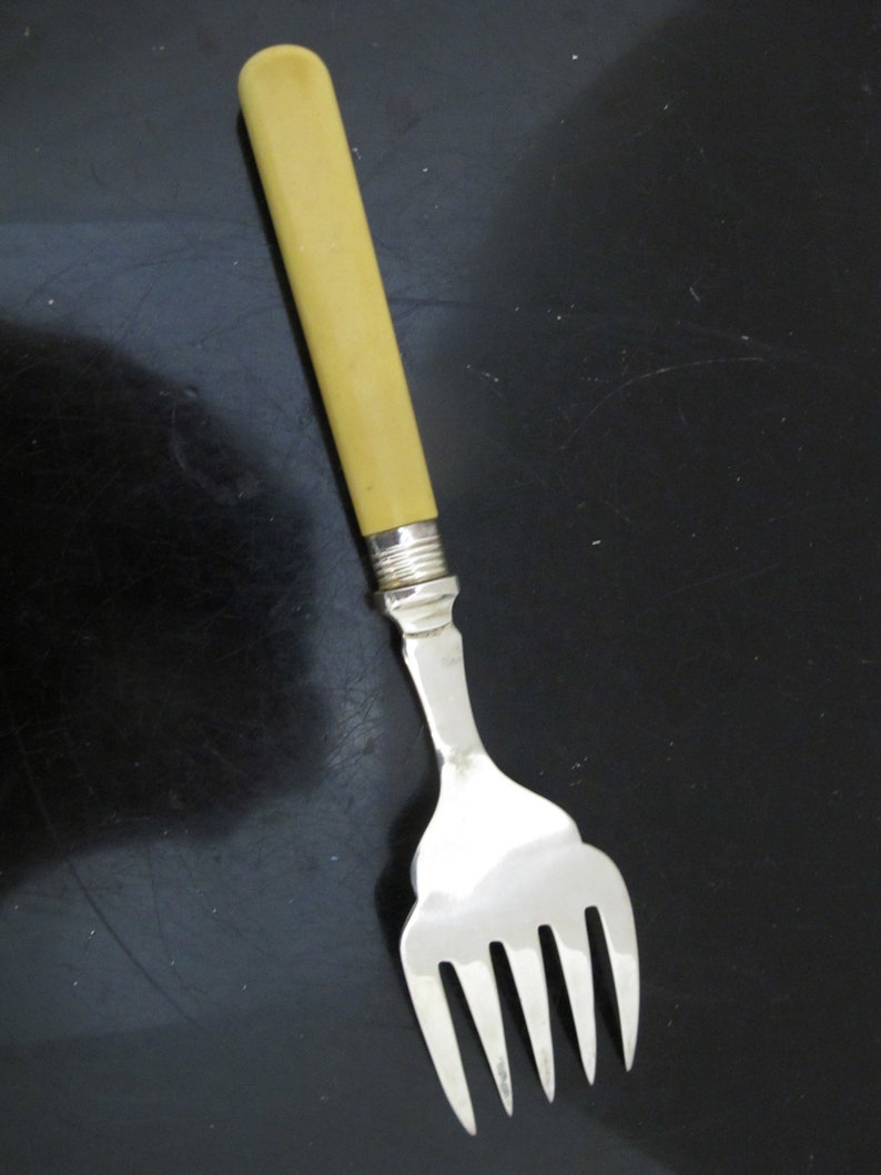 VICTORIAN Antique EPNS Silverplate & Sterling Fish Serving Knife Fork