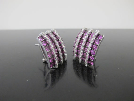 MODERNIST Pink SAPPHIRE Diamond Square Button Sty… - image 3