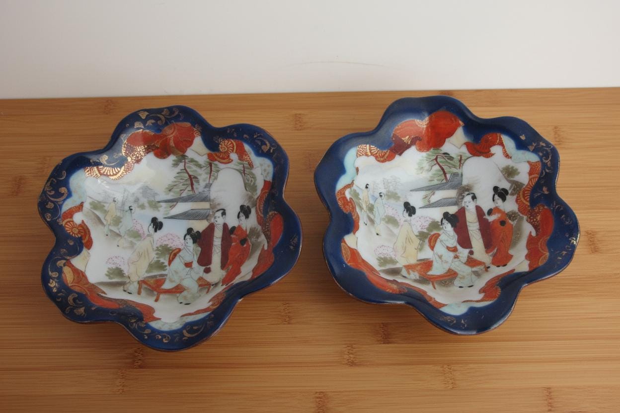 九谷焼 赤青金図 蓮華文 小物入れ 茶碗セット - Etsy 日本