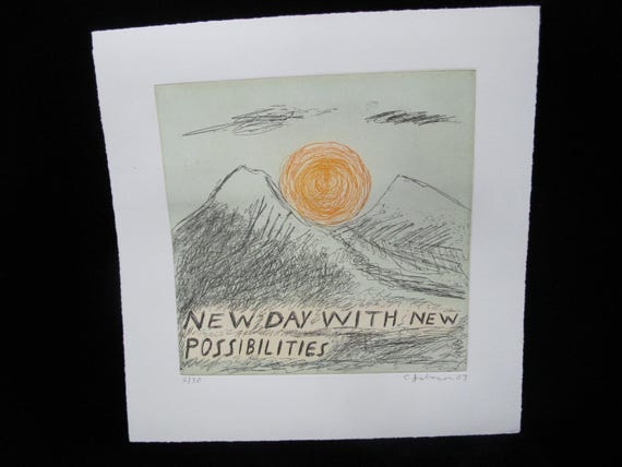 アート・デザイン・音楽 Chris Johanson / Sun Power CHRIS JOHANSON Signed Limited Edition Aquatint Print PERCEPTIONS