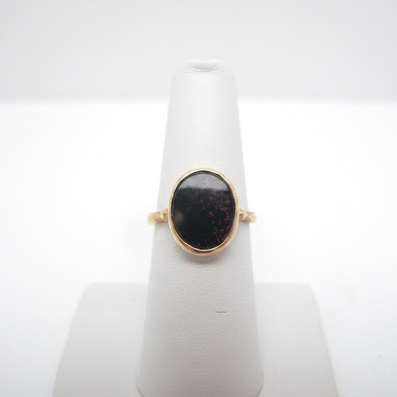 Oval BLOODSTONE 14k Yellow Gold Signet Marcus & C… - image 7