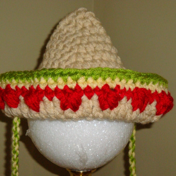The Original Crocheted Mexican Sombrero hat for baby, in sizes newborn to 3 years - Ready to Ship