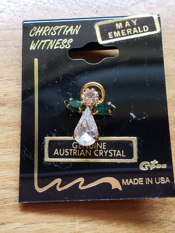 Vintage Austrian Crystal Lapel Pin May Birthstone