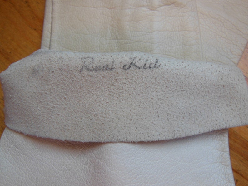 Size 7.5-Western Germany Vintage Long Beige Kidskin Gloves