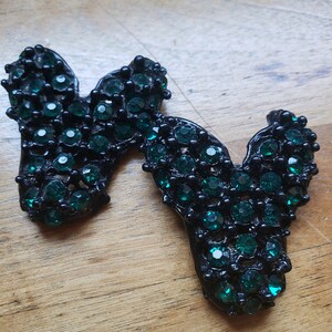 Vintage Black Enamel Green Stone Scatter Pins-Set of 2