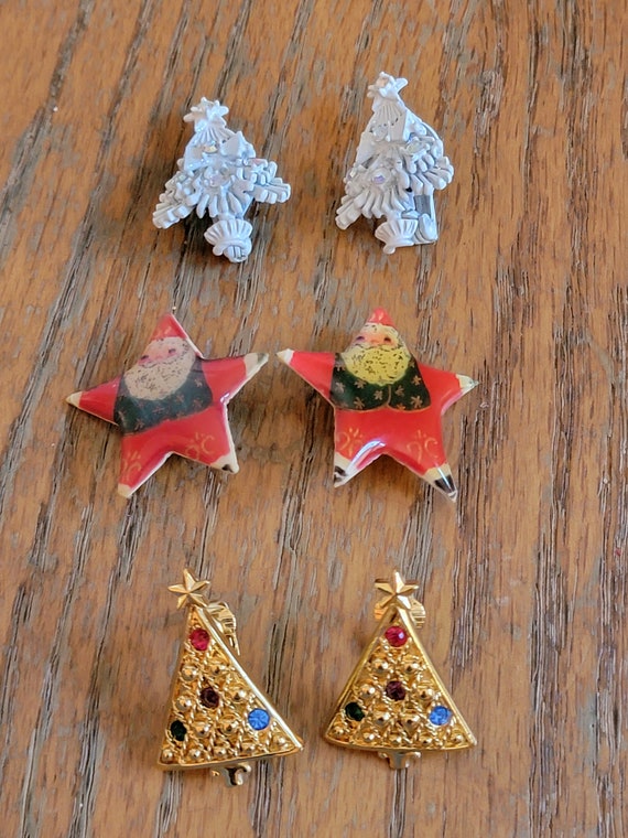 Vintage Trio of Christmas Clip Earrings