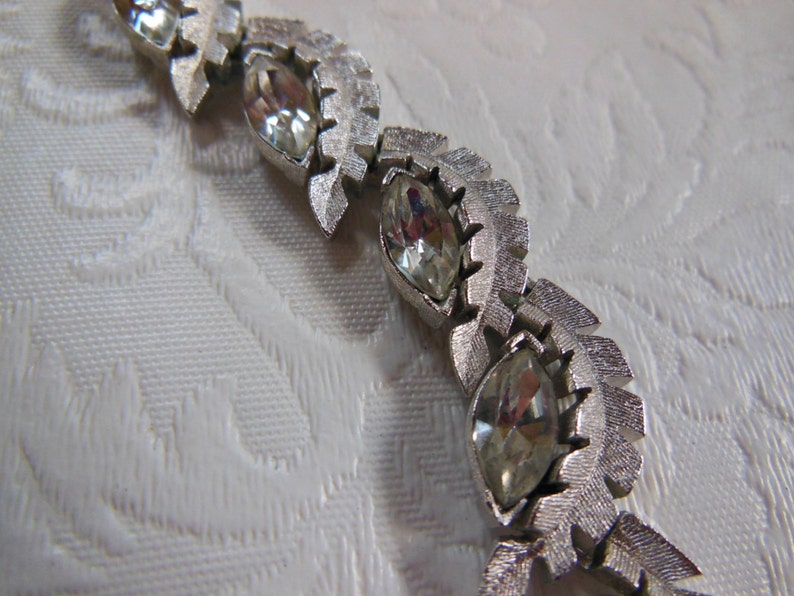 Vintage Trifari Silver Tone Rhinestone Earring and Necklace Set