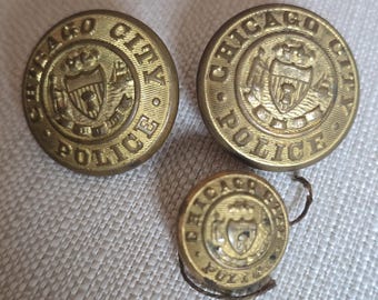 Vintage Chicago City Police Brass Uniform Buttons