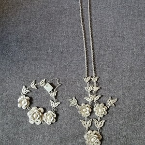 Vintage Silver Filigree Bracelet and Necklace Set