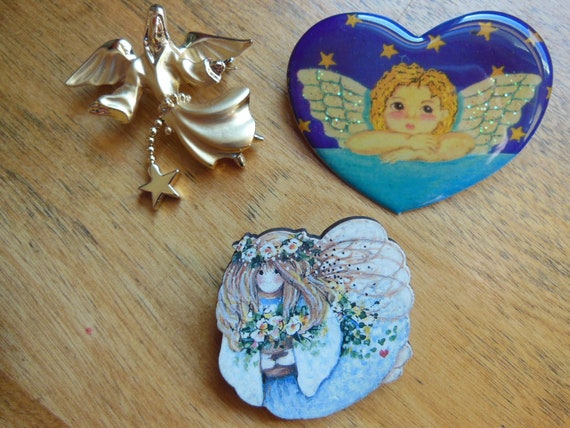 Vintage Trio of Angel Pins 1980's - image 8