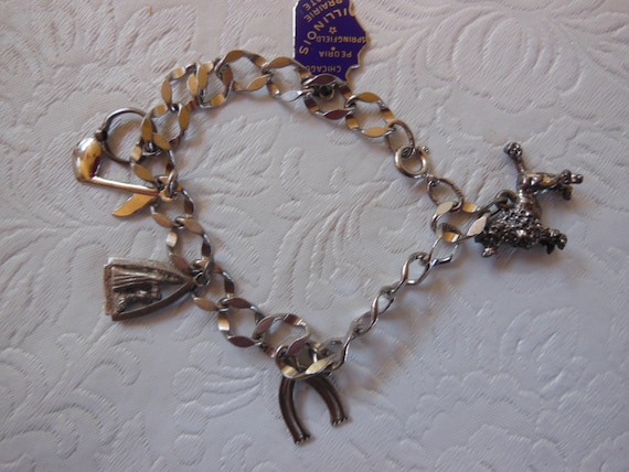 Vintage Sterling Silver Charm Bracelet with Six Charms