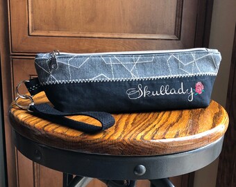 MADE TO ORDER Monogrammed Make-Up Bag, Personalized Cosmetic Pouch, Handmade Toiletry Bag