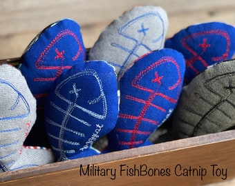 Handmade MILITARY CATNIP Toy, Natural Catnip & Polyester Fluff, Kitty Kicker Toy, Embroidered Cat Toy