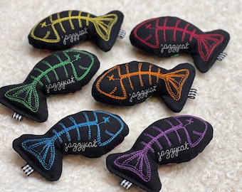 Handmade Rainbow CAT TOY, Rainbow Fishbones Natural Catnip Toys, Cat Teaser, Embroidered Cat Toy, Cat Kicker Toy